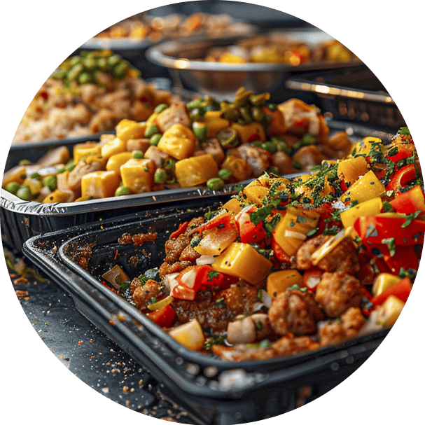 - Gevarieerd buffet met Chinese en Aziatische gerechten, klaar voor catering of afhaal.