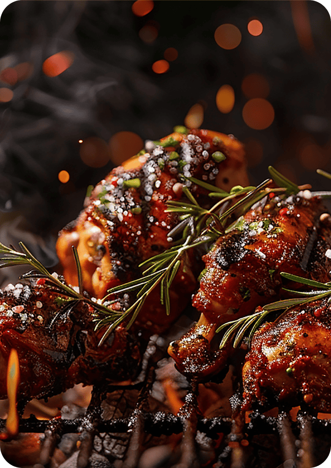 Gegrilde kipspiesen met rozemarijn en kruiden, perfect voor barbecue SEO.